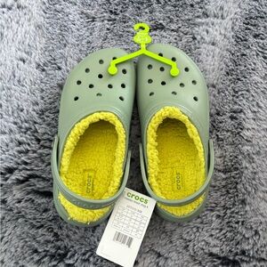 CROCS Kids' Green and Yellow Slippers